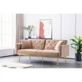 thumbnail image 2 of 68.5'' Velvet Round Arm Loveseat Sleeper Sofa Bed Futon Sofa Metal Frame-Beige, 2 of 10