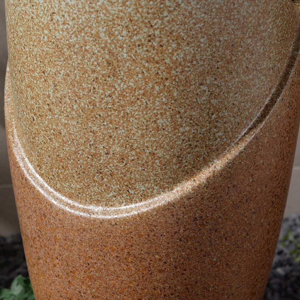 Hi-Line Gifts LED Lighted Ceramic Outdoor Garden Water Fountain - 34.25" - Brown