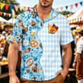 thumbnail image 2 of XIAOCHA Men's Oktoberfest Print Button Down Shirt Cartoon Graphic Short Sleeve Bavarian Top, 2 of 4