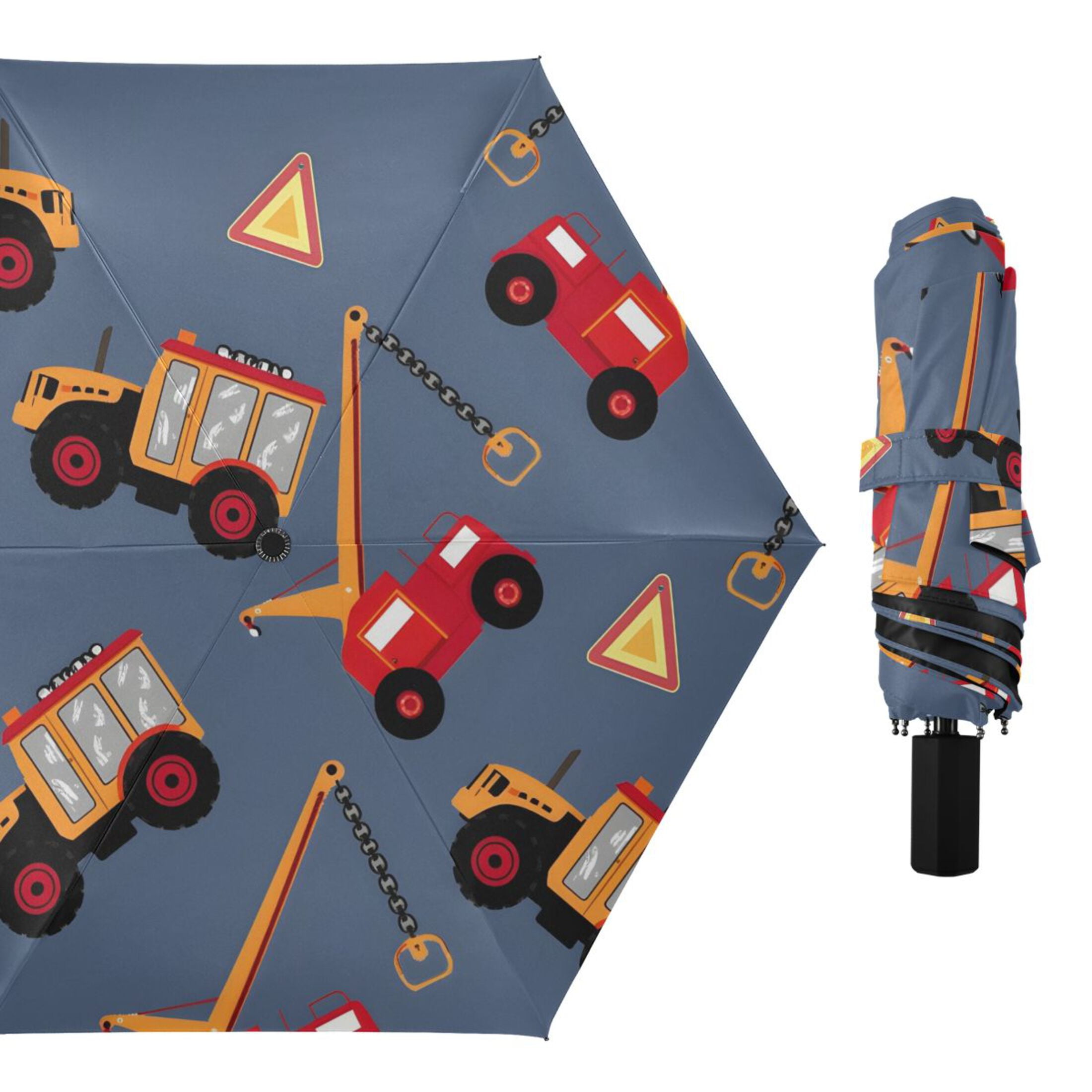 ALAZA Truck Cartoon UPF 50+ Compact Folding Umbrella for Rain Travel Umbrella Packable