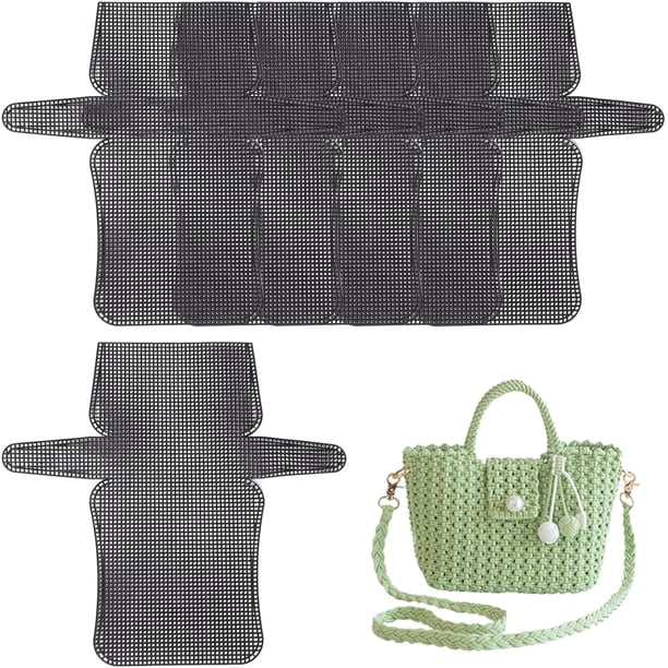 6 láminas de malla plástica para dar forma a la base de bolsos, plantillas para hacer bolsos con hilo, ganchillo, bordado y manualidades. Láminas negras.