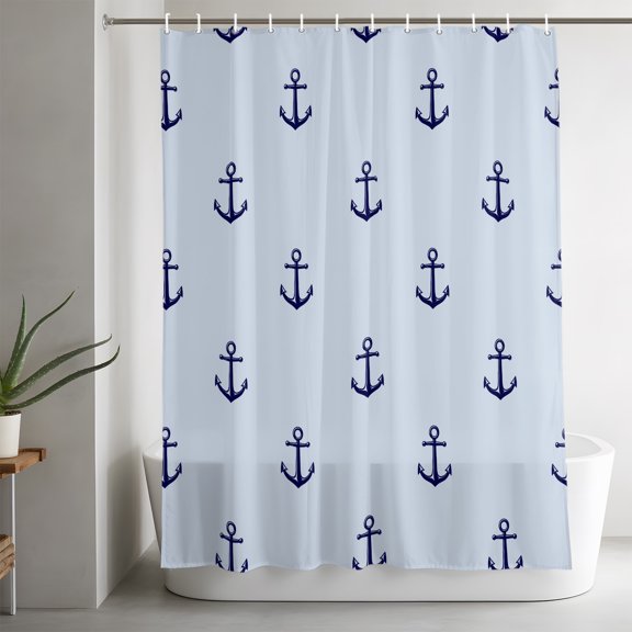 Shower Curtains for Bathroom-36"x72",Nautical Coastal Anchor Seamless Waterproof Bath Curtain Grommet Shower Curtain Set with Hooks,