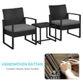 thumbnail image 6 of Alden Design 3-Piece Modern Bistro Set Rattan Chairs for Balcony/Patio/Bistro, Black Cushions, 6 of 8
