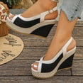 thumbnail image 5 of Hurxie Womens Wedge Sandals Peep Toe Espadrilles Platform Ankle Strap Slingback Comfort Summer Dressy Shoes Black 42, 5 of 7