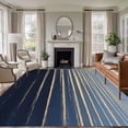 thumbnail image 2 of Area Rug 72×108in, Sea Sunrise Golden Water Ripples Floor Carpet Living Room Rug, Navy Blue Gradient Non-Slip Welcome Mat Indoor Rugs for Bedroom Dining Room, 2 of 9