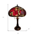 thumbnail image 2 of 24" Stained Glass Two Light Jeweled Roses Accent Table Lamp, 2 of 5