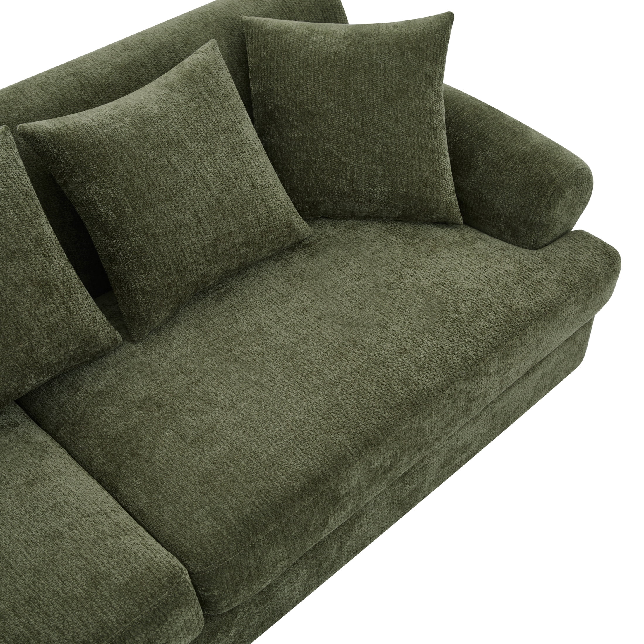 Christopher Knight Home 81.5" Chenille Upholstered Sofa, Modern 3 Seater Couch with Pillows, Green