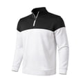 thumbnail image 6 of Men's Casual Pullover Sweatshirt Polyester Solid Patchwork Zipper Standing Collar Long Sleeve Comfort Stretch Fashion | Zenithor,Black L, 6 of 9