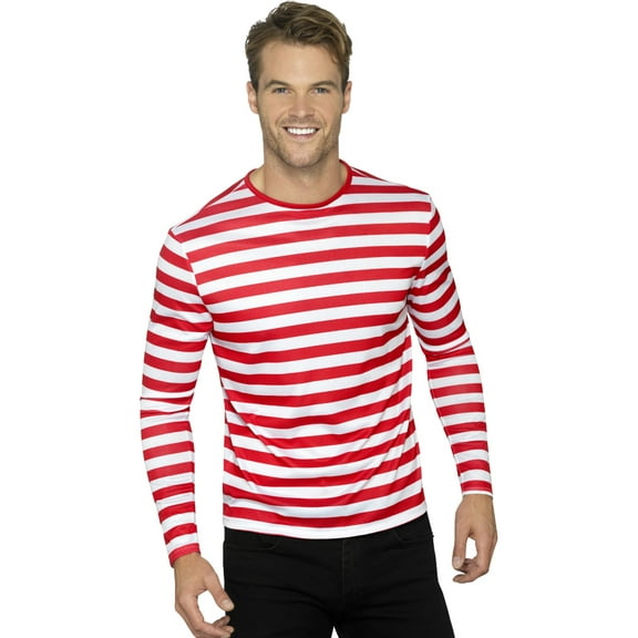 Smiffy's Costumes Men's Red And Whte Stripey Can't Find Me Guy Costume Medium 38-40