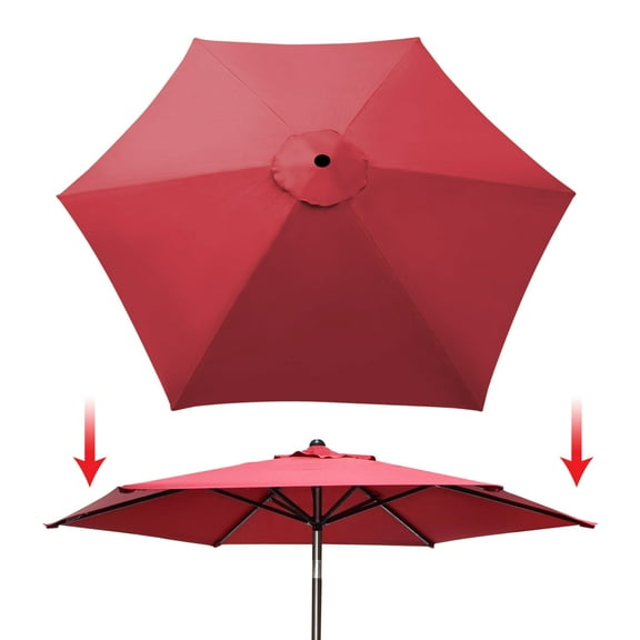 Sunrise 9ft 6 Ribs Outdoor, Patio Umbrella Cover Canopy, Replacement Cover Top, Burgundy (Cover Only, Umbrella Frame not Included)