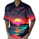 thumbnail image 1 of Camisas Manga Larga Hombre Camisa de estilo casual de manga corta para hombre Camisa de solapa con botones con estampado 3D de puesta de sol de junto al mar Cárdigan de manga corta (Red, XL), 1 of 4