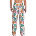 thumbnail image 3 of Uemuo Tropical Plants Pattern Men's Wide Leg Palazzo Lounge Pants with Pockets Light Weight Loose Comfy Casual Pajama Pants-Small, 3 of 9