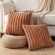 thumbnail image 2 of Pack of 2,Double-Sided Faux Fur Plush Decorative Throw Pillow Covers Fuzzy Striped Soft Pillowcase Cushion Covers for Sofa Couch Bedroom Brown 18x18 i, 2 of 4