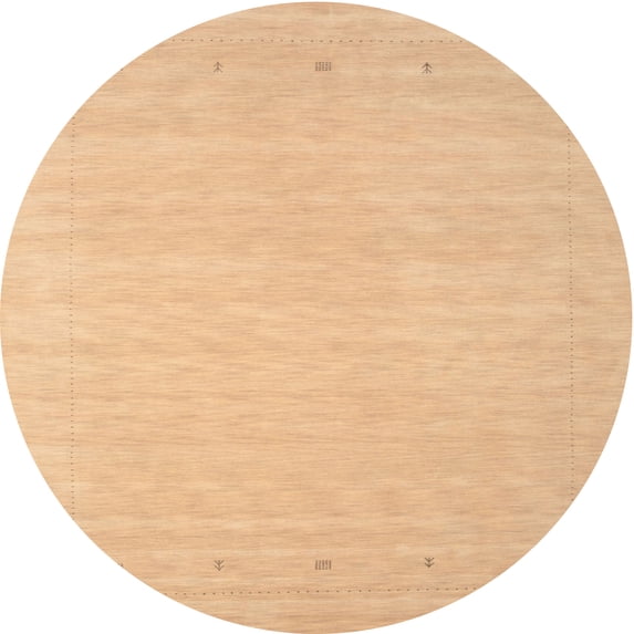 Ahgly Company Machine Washable Indoor Round Contemporary Yellow Orange Area Rugs, 4' Round