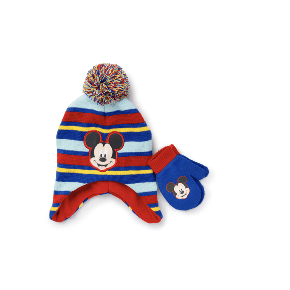 Mickey Mouse Toddler Boys Hat and Mitten Set, 2 Piece - Blue