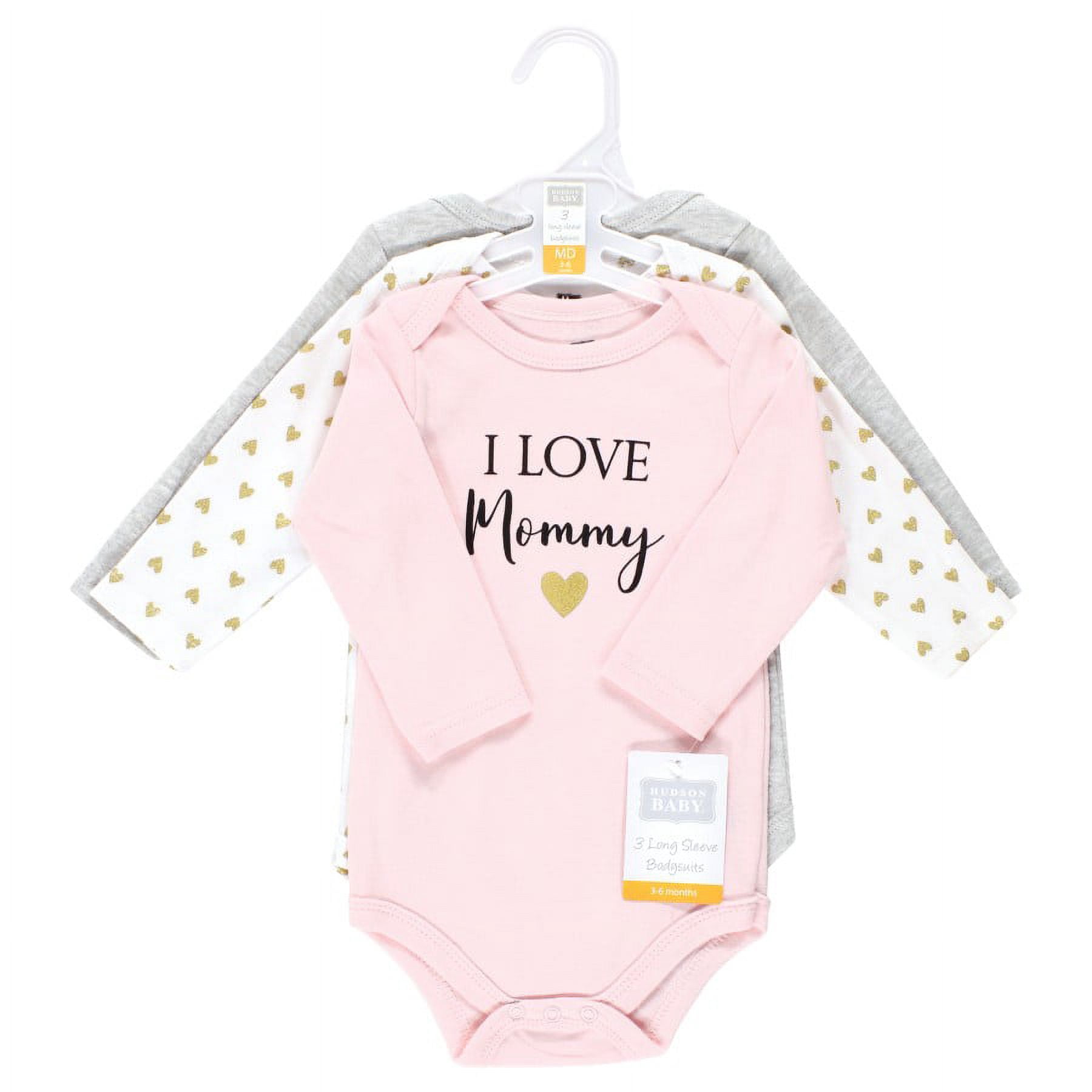 Hudson Baby Cotton Long-Sleeve Bodysuits, 3-Pack, Newborn- 24 Months