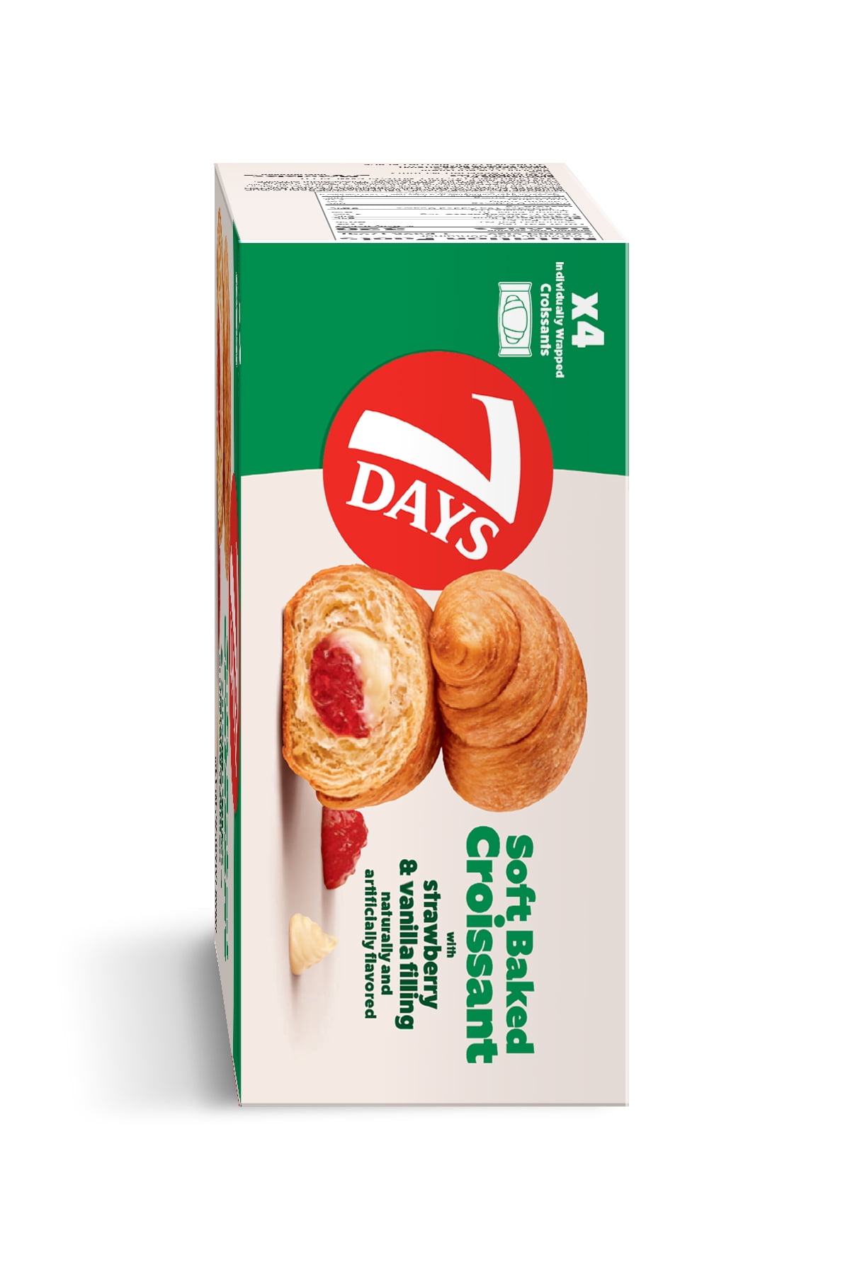 (4 pack) 7Days Soft Croissant, Strawberry Vanilla (4 Pack), On The Go Breakfast, Individually Wrapped (2.12oz, Pack of 4)