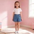 thumbnail image 2 of Fozruso Girls' Denim Shorts For Girls – Classic Cut Lightweight Everyday Short With Comfortable Stretch Denim And Hardware For And School for Kids Daily School(Blue), 2 of 5