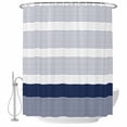 thumbnail image 2 of Navy Blue Stripe Waterproof Fabric Shower Curtain,Modern Rustic Horizontal Blue Striped Waterproof Fabric Shower Curtain for Bathroom Curtains Bathtubs Shower Curtains with 12 Hooks Standard 60x72, 2 of 8
