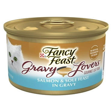 Purina Fancy Feast Gourmet Wet Cat Food Gravy Lovers, Salmon and Sole Feast In Gravy, 3 oz Can (Pack of 8)
