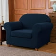 thumbnail image 3 of Subrtex Stretch 2-Piece Textured Grid Sofa Slipcover Jacquard Non Slip Couch Cover (Navy, Armchair), 3 of 7