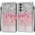 thumbnail image 2 of SaniMore Wallet Case for Samsung Galaxy S23 Plus 2023, PU Leather Color Painting Kickstand Wrist Strip Magnetic Clasp Cash Pocket Card Holders Shockproof Full Protective Case, Silver Powder Glitter, 2 of 10