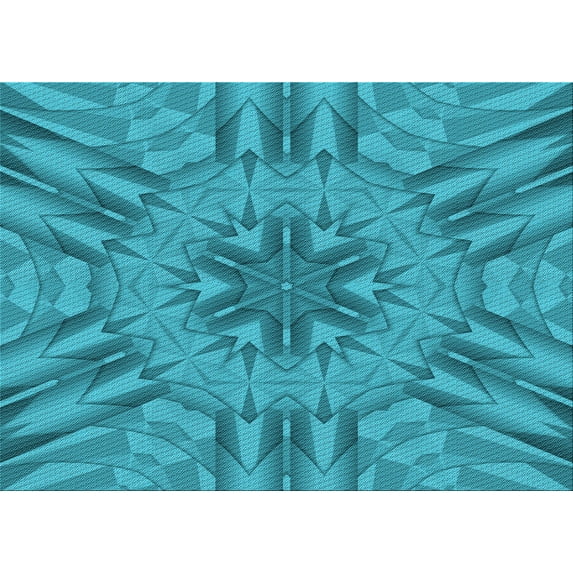 Ahgly Company Indoor Rectangle Patterned Dark Cyan Green Area Rugs, 4' x 6'