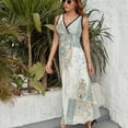 thumbnail image 5 of Elegant Blue Gold Damask Pattern Dress Fashion Boho Beach Long Dresses Female Party Printed Maxi Dress, 5 of 9