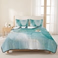 thumbnail image 3 of Twin XL Quilt Set 68''x98'', Turquoise Ombre Marble Lightweight Bedspread Coverlet with 2 Pillow Shams, Yellow Modern Geometric Abstract Art Breathable All Season Quilt Bedding for Dorm/Guest Room, 3 of 9