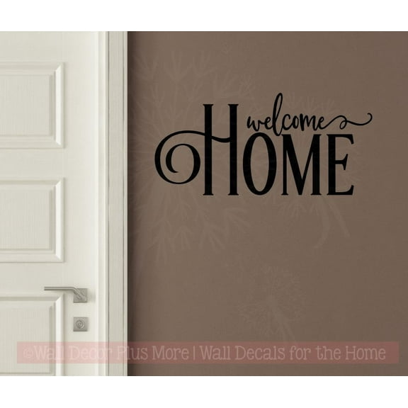 Welcome Home Family Wall Decals Vinyl Removable Wall Stickers for Door Entryway Opt 2 23x11-Inch Black