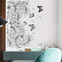 Wall Stickers Flowers Butterfly Vinyl Decals Living Room Bedroom Bathroom Kitchen Wall Decor 19.6"x26.4"