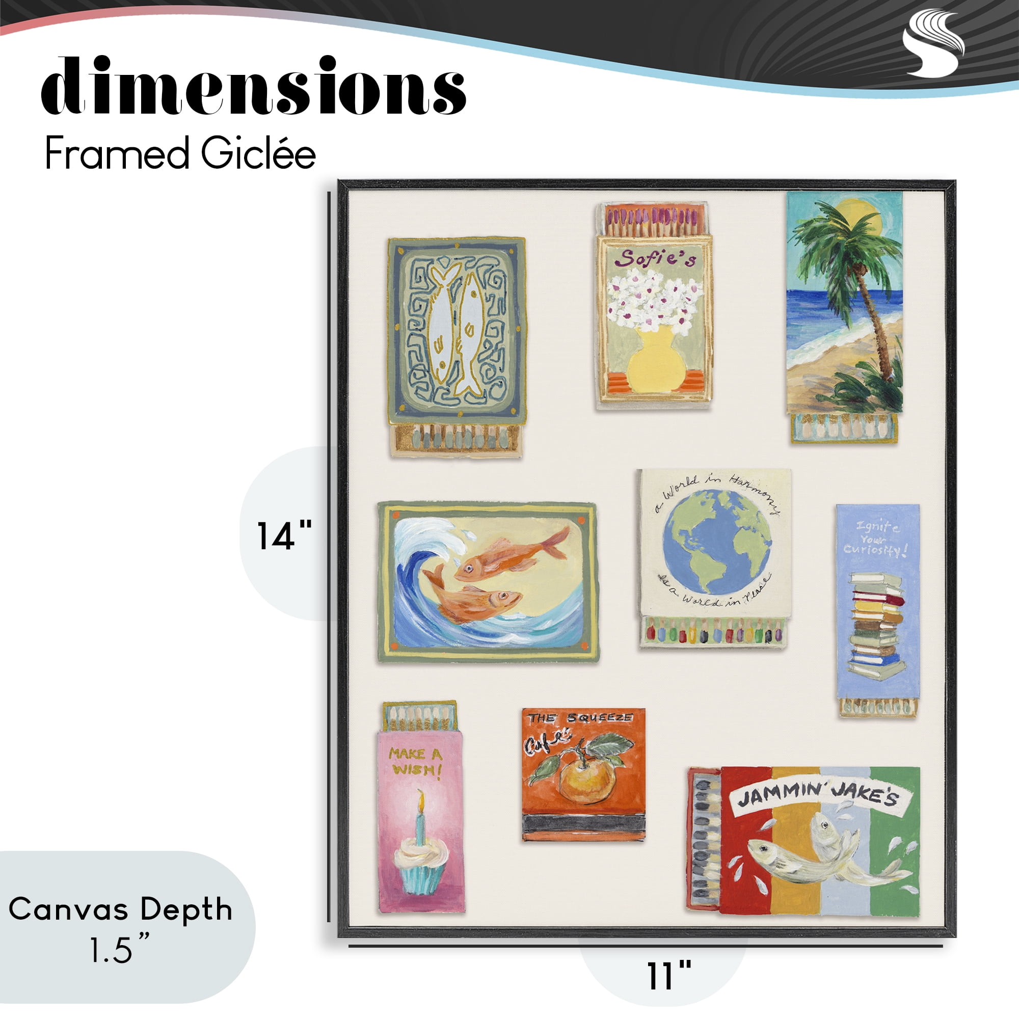 Stupell Industries World Matchbox Collection Black Framed Giclee Art, design by Lanie Loreth