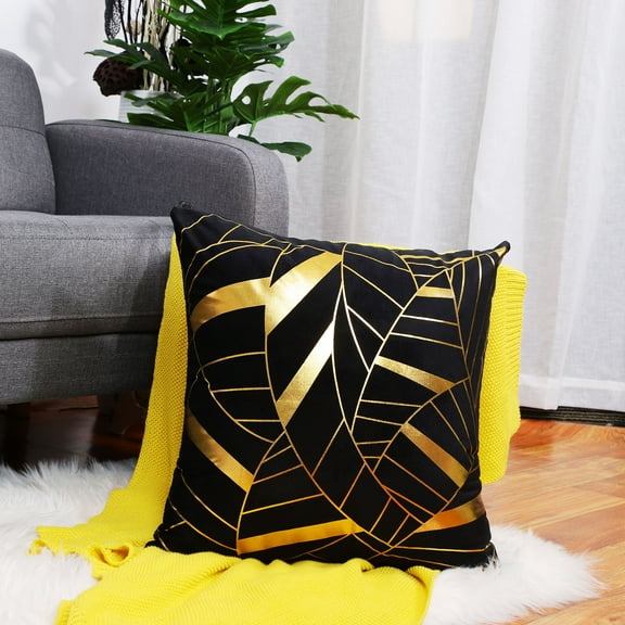 REGALWOVEN Gold Stamping Decorative Throw Pillowcase 18"x18" Square Cushion Cover, #10