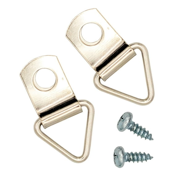 Small Triangle One-Hole Ring Steel Picture Hangers with Screws for Hanging Picture Frames Zinc-Plated - 1000 Pack