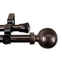 Lynn Double Curtain Rod 13/16 inch 66-120" - Cocoa