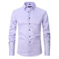 thumbnail image 2 of Hogleaql Men's Long Sleeve Dress Shirts Trendy Wrinkle Free Stretch Collared Shirt Button Down Casual Business Wedding Soft Light Purple 2XL, 2 of 3