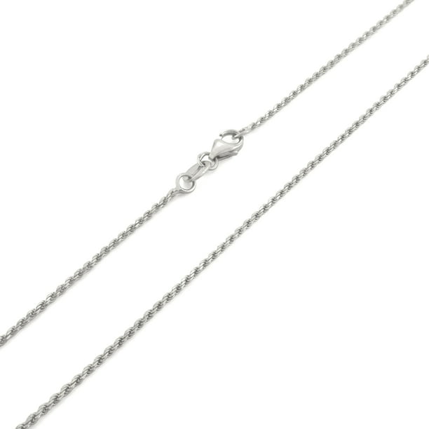Nuragold - 14k White Gold Solid Womens 1mm Thin Rope Chain Pendant ...