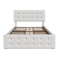 thumbnail image 7 of Full Size Bed Frame with 4 Storage Drawers, Linen Upholstered Platform Bed Frame with Wooden Slats Support, Button Tufted Design, Beige, 7 of 7