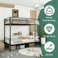 thumbnail image 2 of Noble House Twin Over Twin Metal Bunk Bed, Convertible Twin Beds with Guardrails & Ladder, Storage Space, Black, 2 of 5