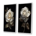 thumbnail image 3 of Designart "Retro Portrait White Rose on Black II" Rose Framed Wall Art Set Of 2 - Traditional White Framed Wall Art Set Of 2, 3 of 6