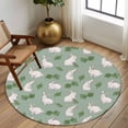 thumbnail image 2 of Round Rug 7Ft Washable Non-Slip, Cute Rabbits Circle Area Rugs for Living Room Bedroom, Green Farmhouse Leaves Plants Cartoon Bunny Indoor Floor Mats Carpet Runner for Home Decor Aesthetic, 2 of 8