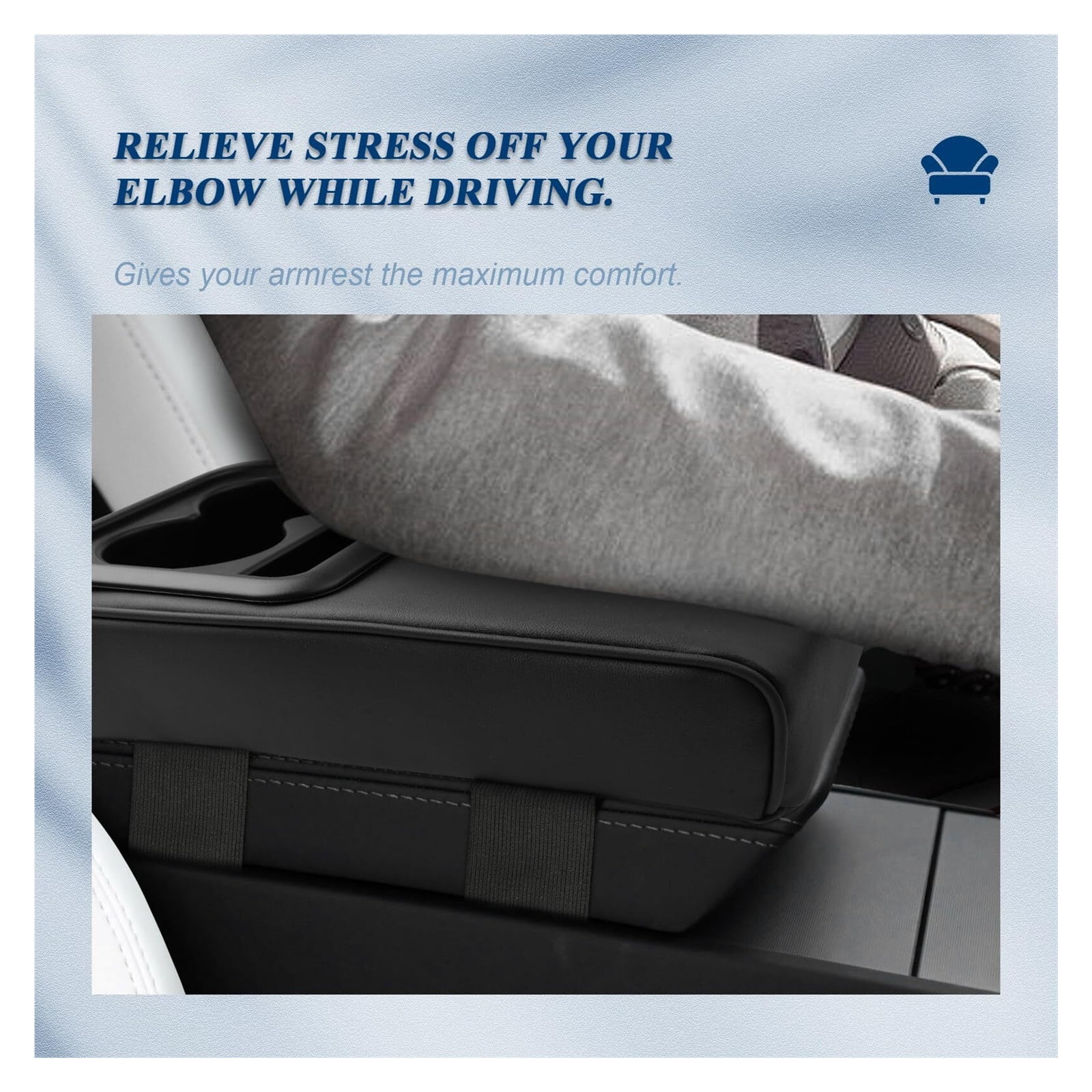 GUANGHUI Auto Center Console Armrest Pillow Arm Rest Cover Memory Foam Car Armrest Cushion with Cup Holder & Phone Holder Car Interior Accessories Armrest Booster Cushion Universal for Most Car