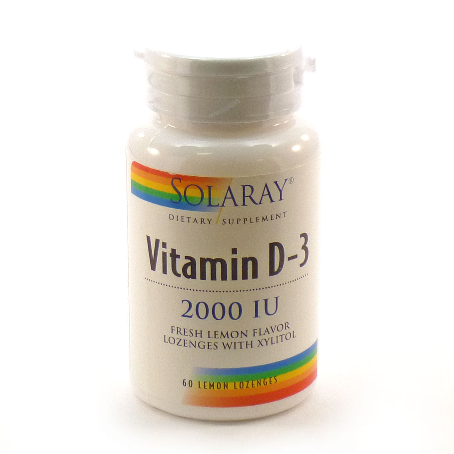 Solaray - Vitamin D3 With Xylitol Fresh Lemon Flavor 2000 IU - 60 Lozenges