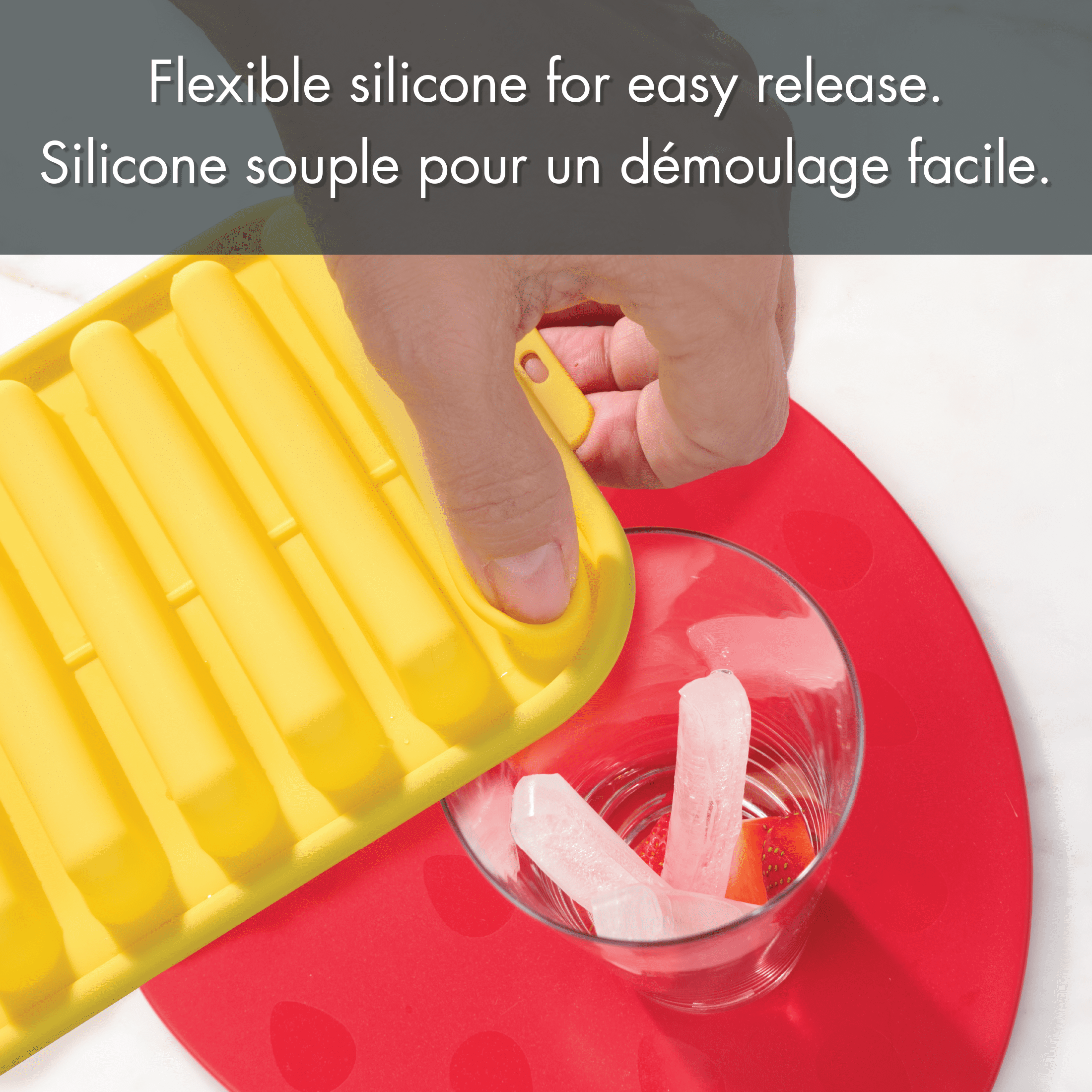Mainstays Silicone Ice Cube Trays, Stick Shape For Water Bottles (8 Ice Cubes) Yellow