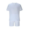 thumbnail image 4 of Handshe Men's Casual Short Sleeve Set, Stylish Solid Color Round Neck Elastic Waistband Outfit, Summer Relaxed Lounge Wear for Outdoor Activities,Plus Size, 4 of 9