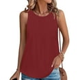 thumbnail image 2 of XFLWAM Womens Summer Tank Tops Crew Neck Pleated Sleeveless Tops for Women Solid Color Casual Loose Flowy Shirts, 2 of 6