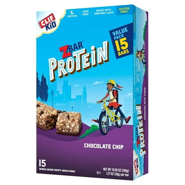 CLIF Kid Zbar Protein - Chocolate Chip - Crispy Whole Grain Snack Bars - Made with Organic Oats - Non-GMO - 5g Protein - 1.27 oz. 12 TIMNC(15 Pack)