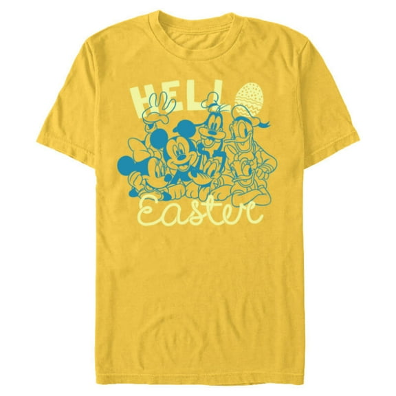 Disney Mickey and Friends Hello Easter - Short Sleeve Blended T-Shirt for Adults - Customized-Yellow