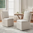 thumbnail image 2 of Usaint Upholstered Dining Chair with Casters and Storage, Fabric Rolling Desk Chair with Wheels for Home Office Living Room, Easy Assembly, Cream, 2 of 6