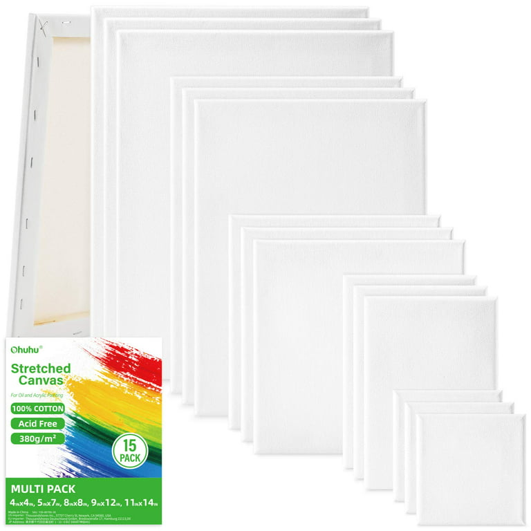 ABuff 15 Pack Round Canvases for Painting, 6 Inch Round Blank  Canvas Bulk Pre Stretched Canvas White Canvas Boards, 100% Cotton, Art  Supplies for Acrylic Pouring and Oil Painting